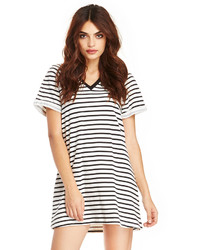 The Fifth Label Drop The Game Striped T Shirt Dress In Black Wh