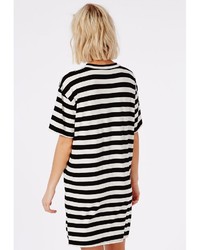 Missguided Ugh As If T Shirt Dress Monochrome Stripe