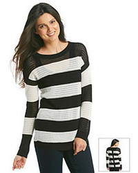 Amy Byer Agb Striped Pointelle Pullover Sweater