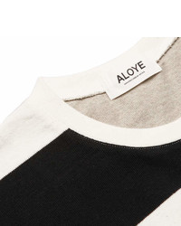Aloye Slim Fit Black And White Cotton Grey Cotton And Yak Blend Sweater