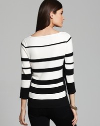 Joan Vass Black And White Stripe Sweater