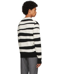 Ps By Paul Smith Black Off White Zebra Stripe Sweater