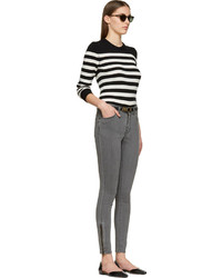 Saint Laurent Black White Striped Cashmere Sweater