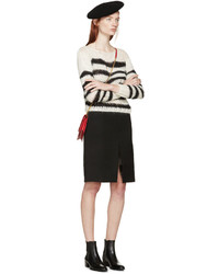 Saint Laurent Black White Striped Cropped Sweater