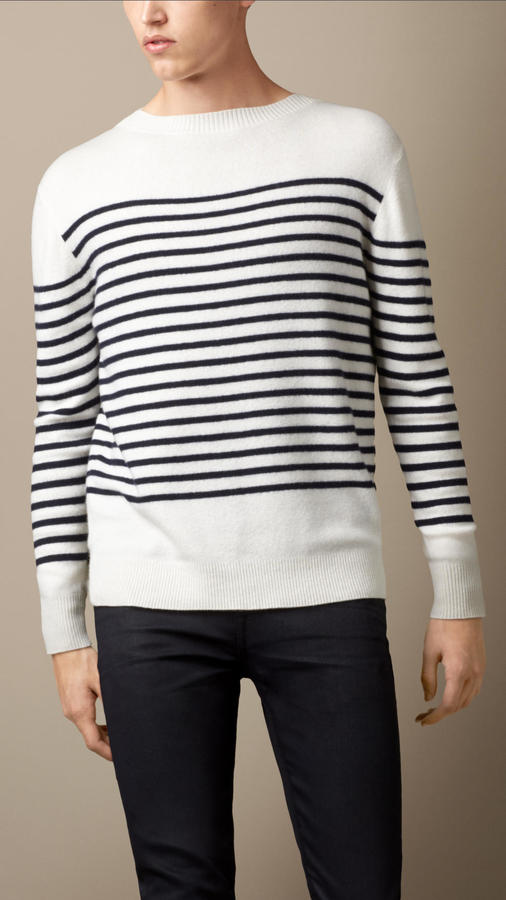 Burberry Brit Breton Stripe Cashmere Blend Sweater, $365 | Burberry |  Lookastic