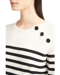 Saint Laurent Button Detail Stripe Sweater