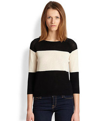 Cardigan Rene Striped Open Knit Wool Cotton Sweater