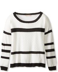 Cashmere Addiction Striped Pullover With Quilt Detail