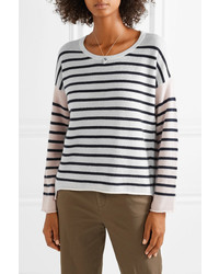 ATM Anthony Thomas Melillo Color Block Striped Cashmere Sweater