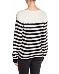 Pam & Gela Destroyed Striped Rib Wool Blend Sweater