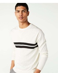Todd Snyder Double Stripe Silk Cotton Crewneck Sweater In Black Surf Stripe