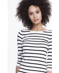 Express Striped Fitted Bateau Neck Sweater