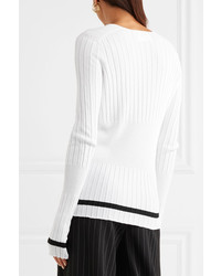 Georgia Alice Striped Ribbed Knit Sweater White