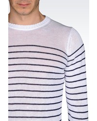 Giorgio Armani Sweater In Striped Stockinette Linen