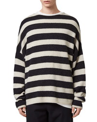 AllSaints Hayle Stripe Crewneck Oversize Wool Blend Sweater