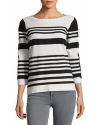 Karl Lagerfeld Paris Lace Sleeve Stripe Sweater