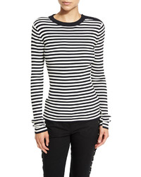 A.L.C. Keenan Ribbed Striped Sweater Midnightwhite