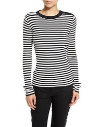 A.L.C. Keenan Ribbed Striped Sweater Midnightwhite