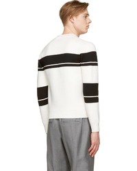 Kris Van Assche Krisvanassche White Black Striped Crewneck Sweater