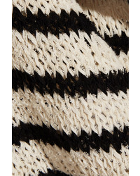 IRO Lolita Striped Open Knit Cotton Blend Sweater Off White