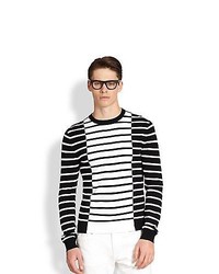 Michael Kors Michl Kors Contrast Stripe Crewneck Sweater Black White