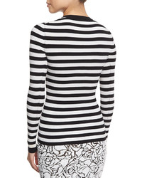 Michael Kors Michl Kors Collection Striped Crewneck Sweater Whiteblack