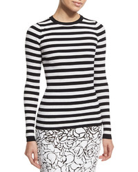 Michael Kors Michl Kors Collection Striped Crewneck Sweater Whiteblack