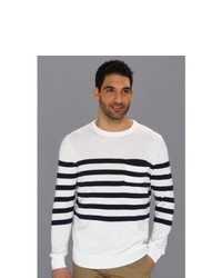 Nautica Pocket Stripe Crew Neck Sweater Sweater Bright White