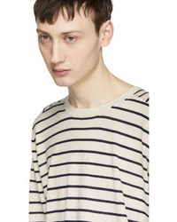 Nonnative Off White And Navy Striped Manager Sweater