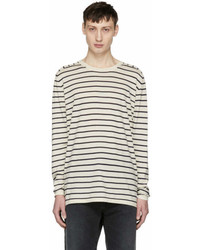 Nonnative Off White And Navy Striped Manager Sweater