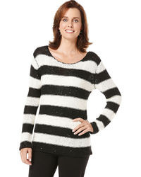 Rafaella Raflla Striped Sequin Yarn Sweater