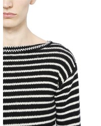 Saint Laurent Bateau Neck Striped Wool Sweater