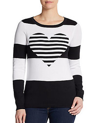 Saks Fifth Avenue RED Striped Heart Sweater