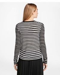Brooks Brothers Sequin Embellished Striped Merino Wool Sweater