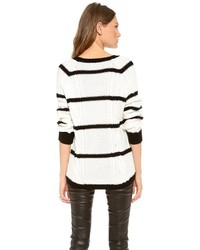 Shae Sh Striped Cable Cashmere Sweater