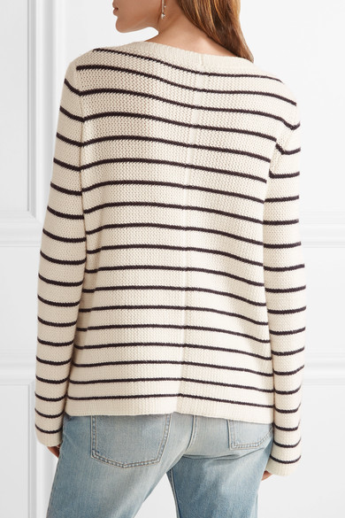 The Row Stretton Striped Cashmere And Silk Blend Sweater Off White