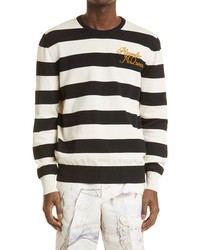 Alexander McQueen Stripe Sweater In Blackivorygold At Nordstrom