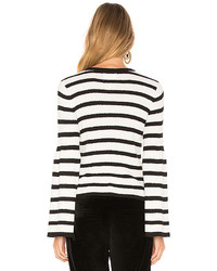Avec Les Filles Striped Bell Sleeve Sweater