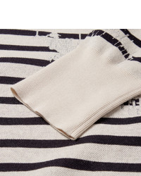 Alexander McQueen Striped Distressed Cotton Blend Jersey Sweater