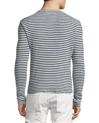 Maison Margiela Striped Long Sleeve Sweater Navy
