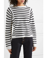 Vince Striped Ribbed Wool And Cashmere Blend Sweater