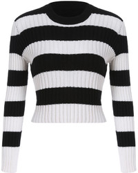Striped Slim Crop Sweater