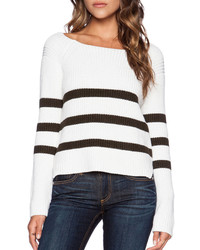 Striped Slit Crop Sweater