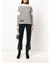 Saint Laurent Striped Smoking Forever Embroidered Top
