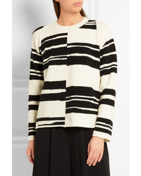 Proenza Schouler Striped Stretch Wool Blend Sweater White