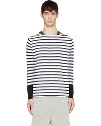 Undecorated Man White Navy Striped Top