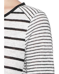 Vince Variegated Stripe Linen Long Sleeve Sweater