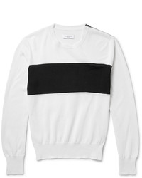 Ovadia & Sons Zip Detailed Striped Cotton Sweater