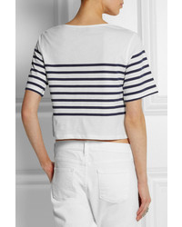 Apc Atelier De Production Et De Cration Cropped Striped Cotton T Shirt