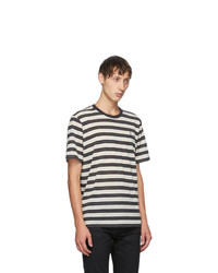 Saint Laurent Beige Striped Monogramme T Shirt